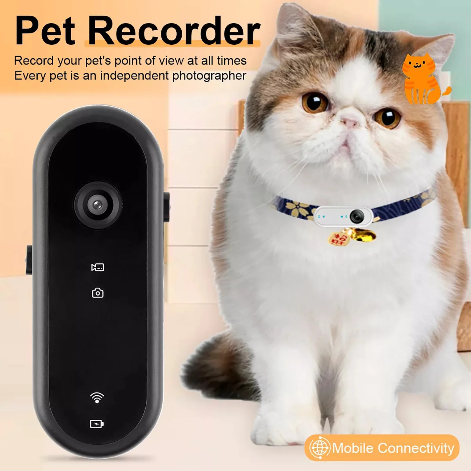 

1080P Pet Sports Collar Camera 30FPS WiFi Magnetic 120° Wide Angle Mini Action Cam 500mAh Battery for Dogs Cats Outdoor Travel