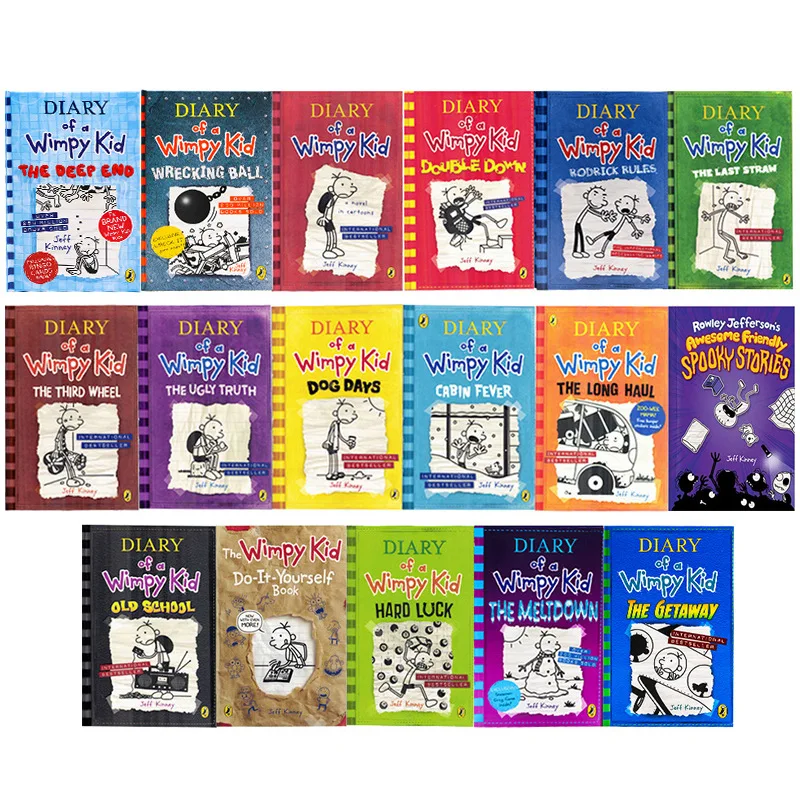 Random 2 Different Books English Diary of a Wimpy Kid Comic Novel Storybook Children Reading Literature Gift