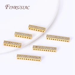 For Handmade DIY Beading Jewelry Fittings, 18K Gold Plated Brass Metal Inlaid Zircon Beads Separators Square Connector Spacer