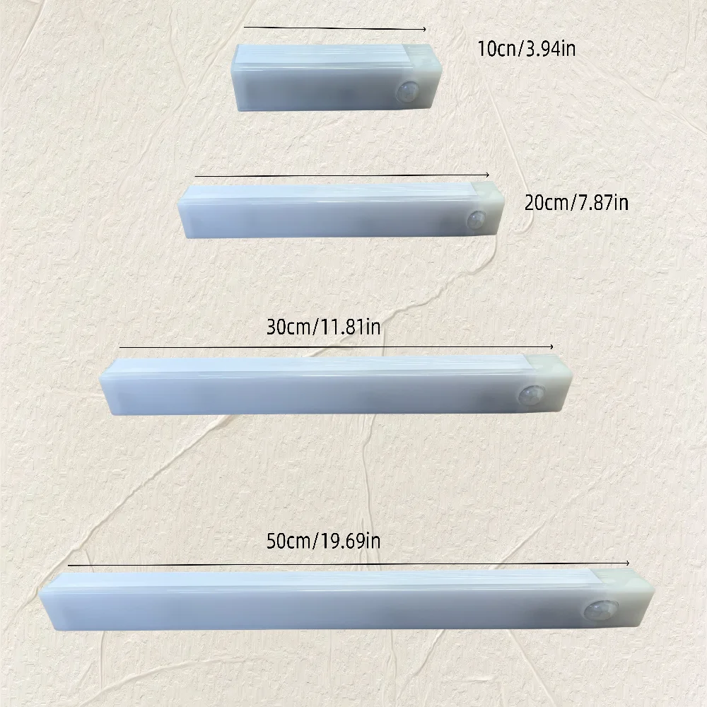 ضوء ليلي بمستشعر حركة LED لاسلكي مع شريط مغناطيسي USB قابل لإعادة الشحن للمطابخ والخزائن والسلالم والممرات