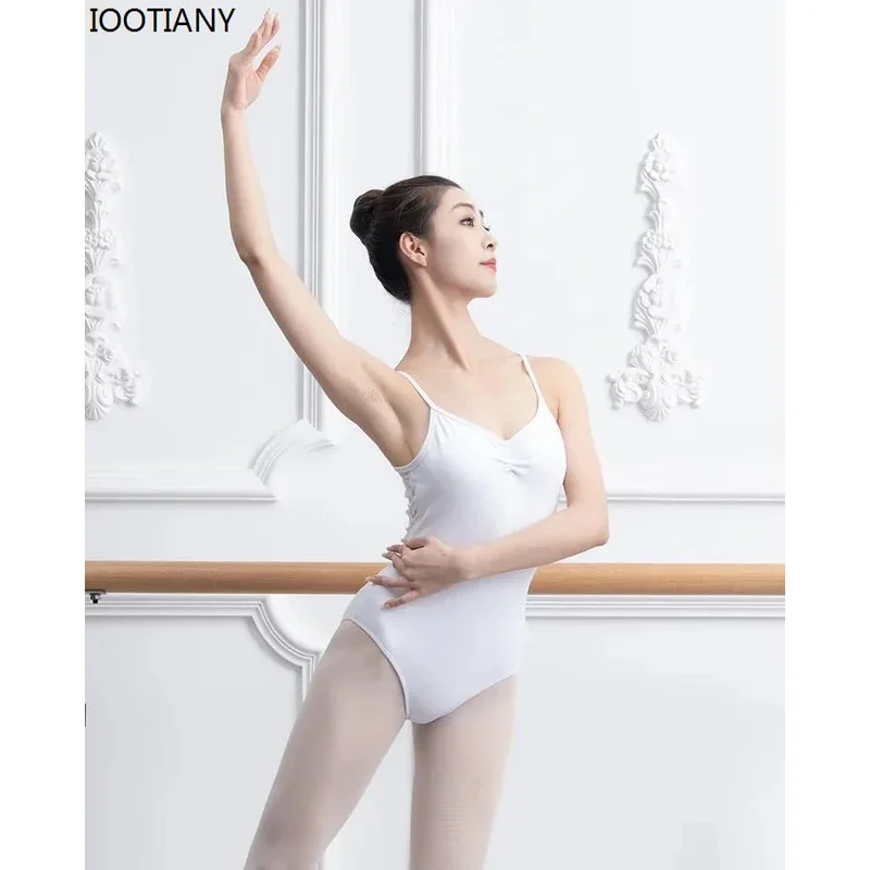 2024年女性用中空レースレオタード、黒と白の水着、バレエと体操ダンス用の細いストラップ付き、サイズ2'k、8