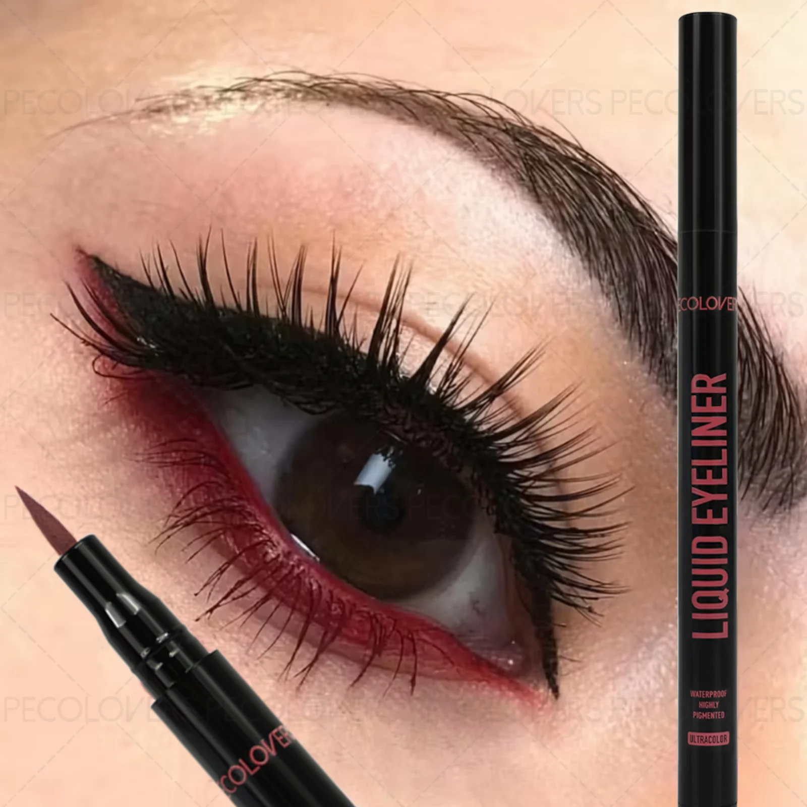 1 x wasserfester, mattierter, flüssiger Eyeliner – glatte Oberfläche, in leuchtenden Farben wie Blau, Rot, für einen kräftigen, rauchigen Augen-Look