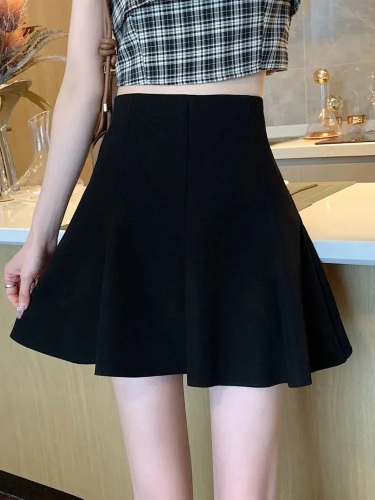 Jmprs Casual Sweet A Line Skirts Women High Waist Korean Fashion Sexy Mini Skirt Female Chic Preppy Style Elegant Pleated Skirts