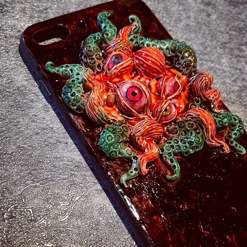 4195 Original 3D Handmade Mobile Phone Case Cthulhu Tentacles Scarlet Eyes Dark Gothic Mobile Phone Case Custom Christmas Gift