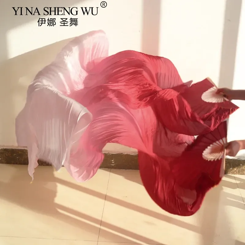 1 Pair 100% Real Silk Fans Belly Dance Silk Fans Classic Size Bamboo Ribs Silk Fans Dance Performance Props Customized Wholesale