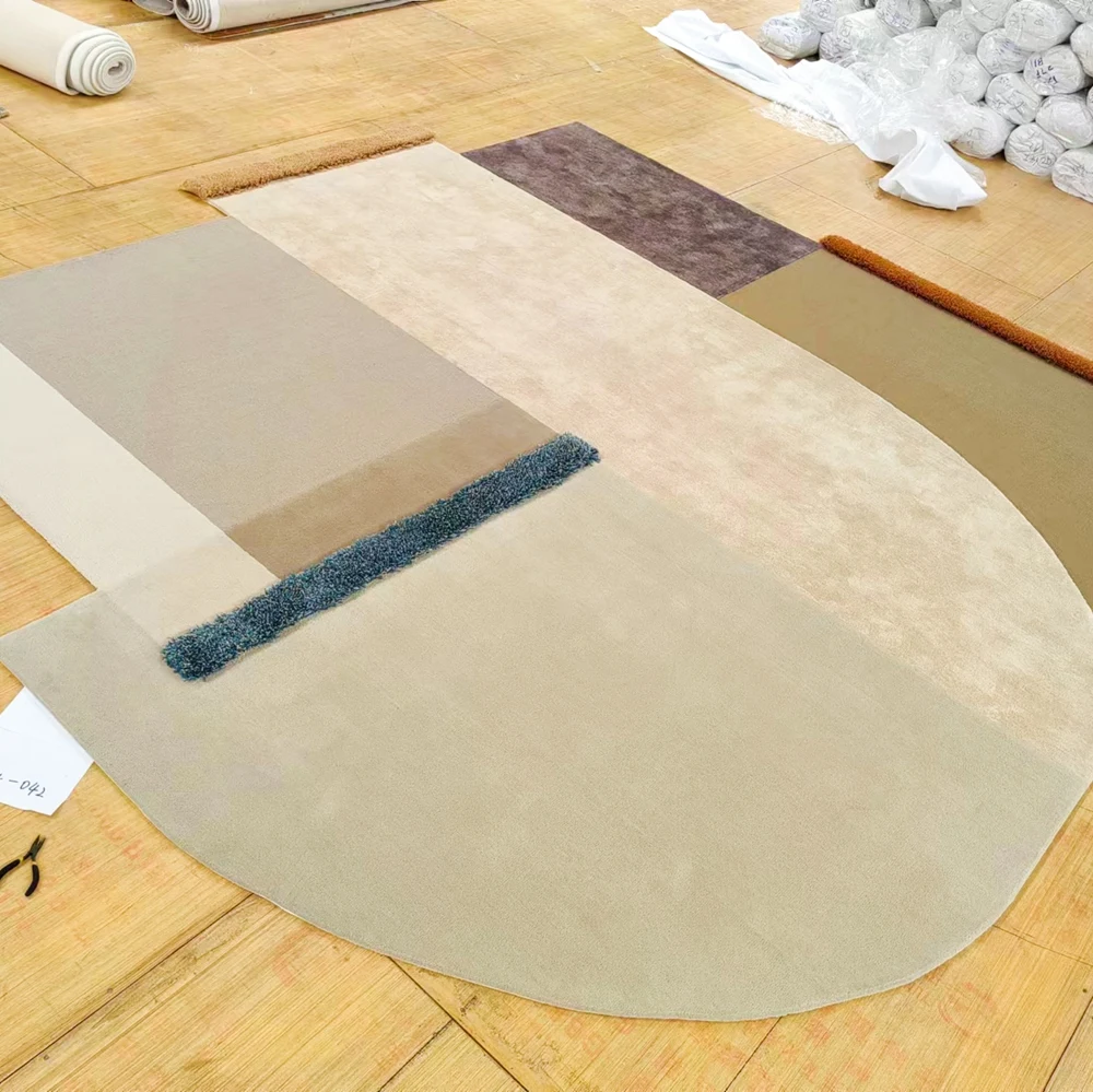 Customized Hand Tufted Shaggy Rug Plush Soft Pile Silk Wool Handmade Area Carpets Custom Home Decor