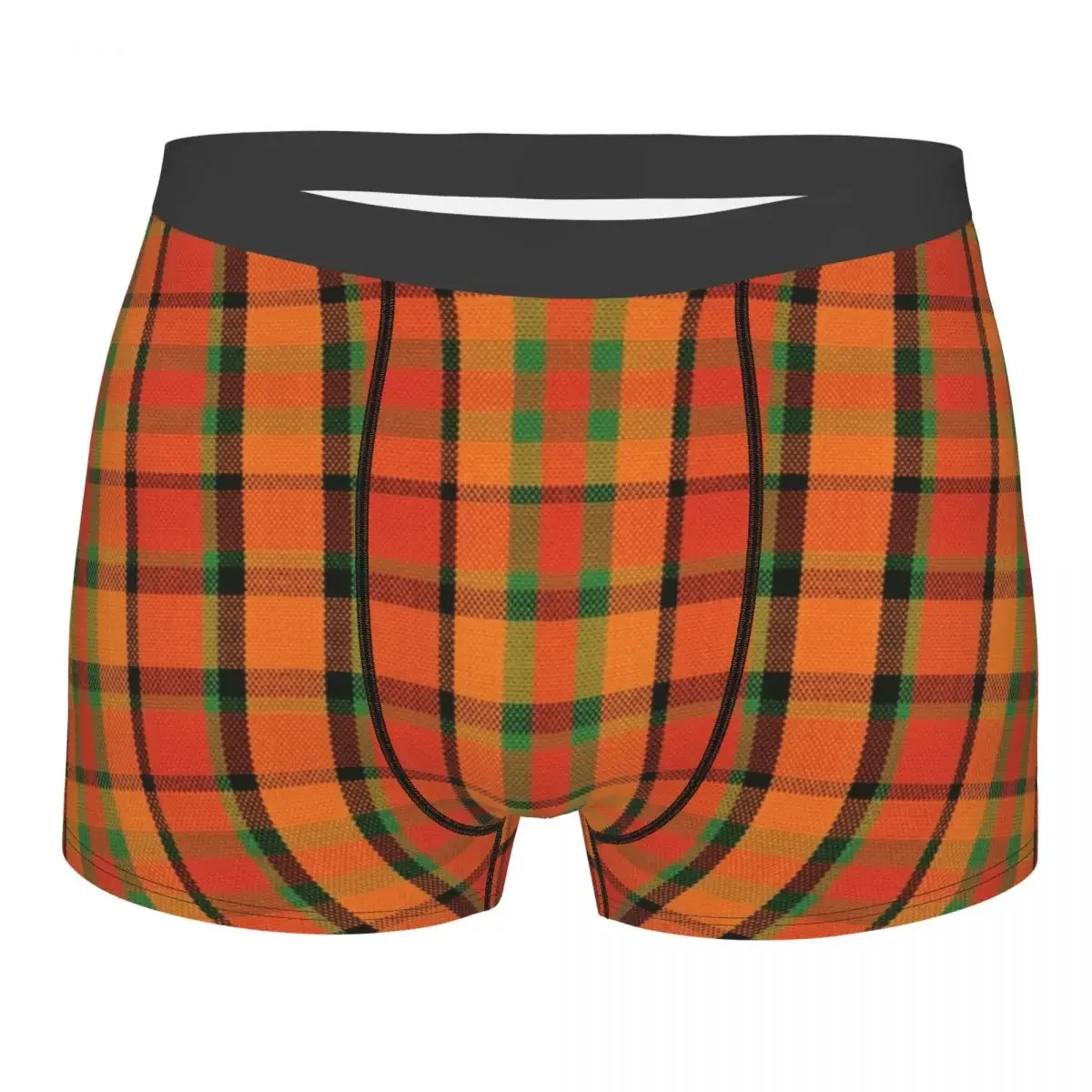 Custom Westy Tartan Orange Plaid Underwear Men Stretch Geometric Gingham Boxer Briefs Shorts Panties Soft Underpants For Homme