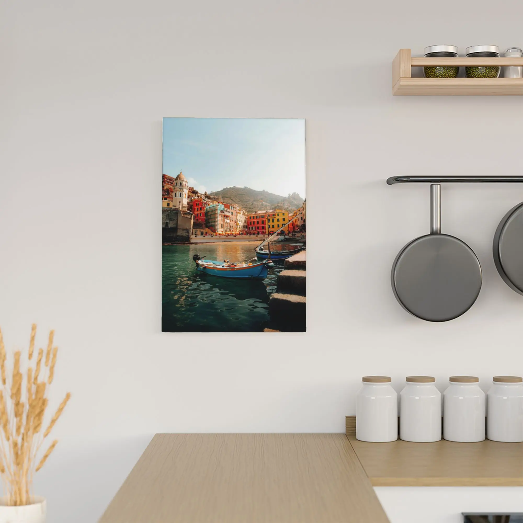 نمط البحر الأبيض المتوسط إيطاليا سينك تيري القرية الساحلية المشهد خليج المشهد العائمة مؤطرة قماش ملصق جدار ديكور #2