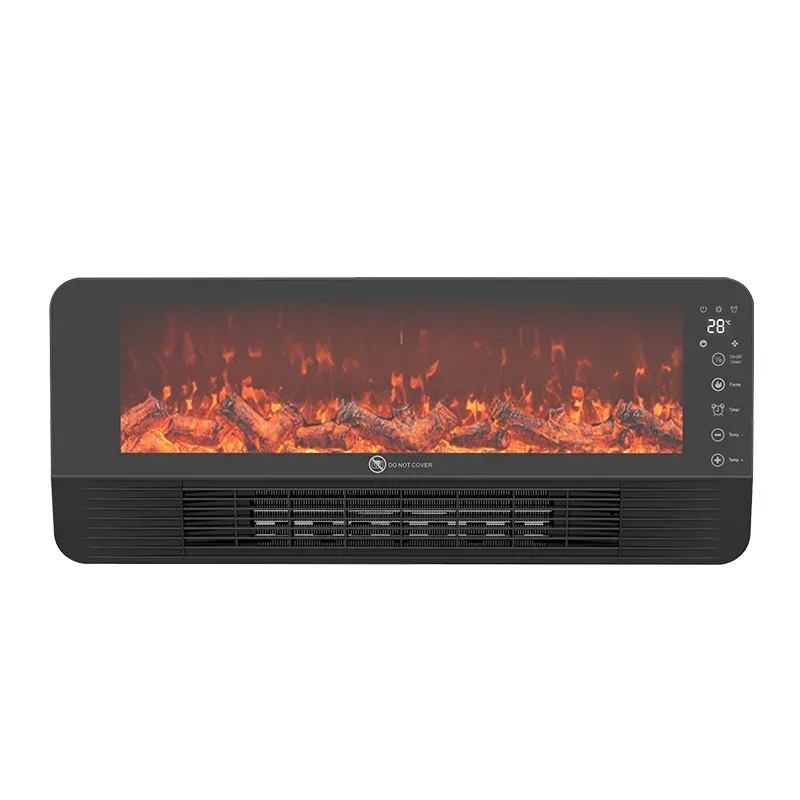 Modern 110V/220V Electric Fireplace Wall-Mounted Remote Control LED Light Simulated Flame 1500W Space Heating Function Steel