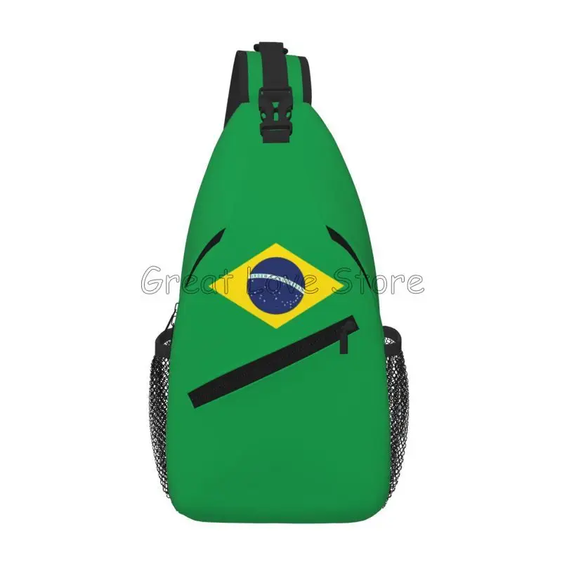 Brazilian Flag Print Chest Bags Brazil Flag Sling Bag Travel Hiking Sports Crossbody Backpack Lightweight Daypack for Men Women