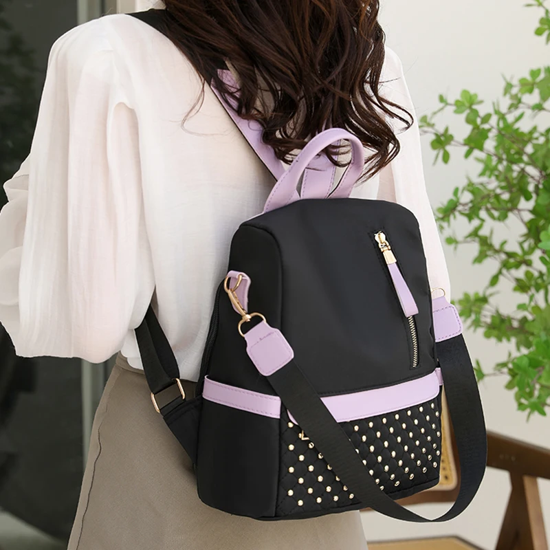 Fashion Backpack Waterproof Backpack For Women Quality School Bags Female Solid Color Travel Small Bag Female Multi-Function Bag