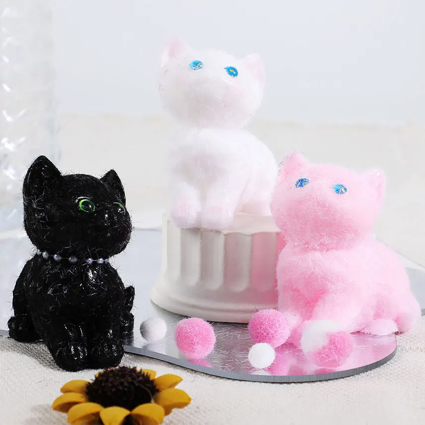 7cm Cute Mochi Cat Squishy Toy TPR Stress Relief Sensory Pinch Fidget Cartoon Cat Fluffy Soft Squeeze Toy 3D Decompression Toy