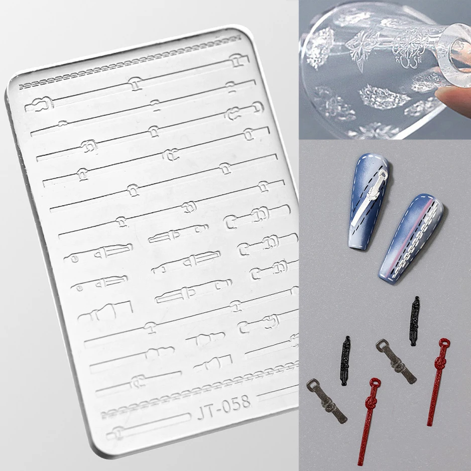 ネイルアート用シリコンカービングモールド,レザーバックルデザイン,ハートラインフレーム,蝶ネクタイ,スター,スノーフレーク,モールドアクセサリー,マニキュアテンプレート