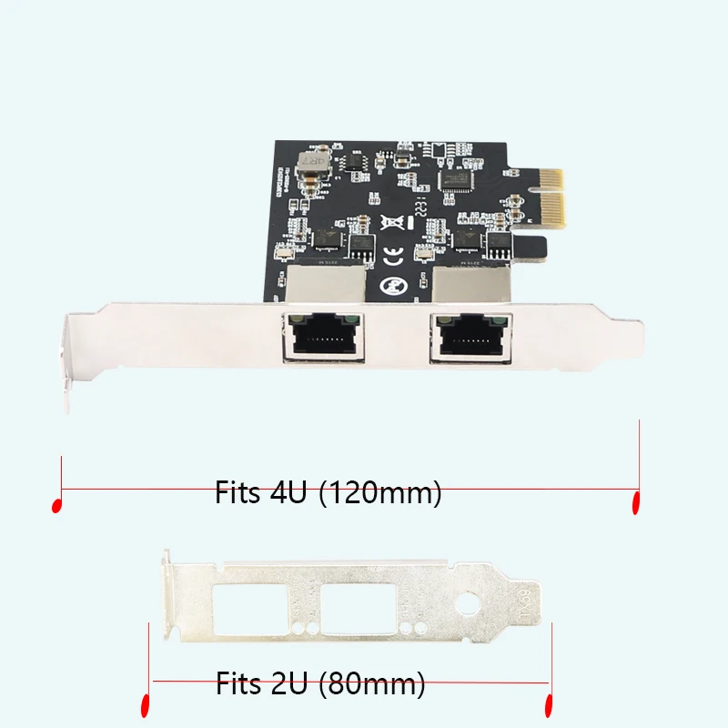 2.5G Double Port Ethernet Card RTL8125E PCIE-X1 X4 RJ45 Nework Extend Adapter Support For Synology NAS And Others Network Card
