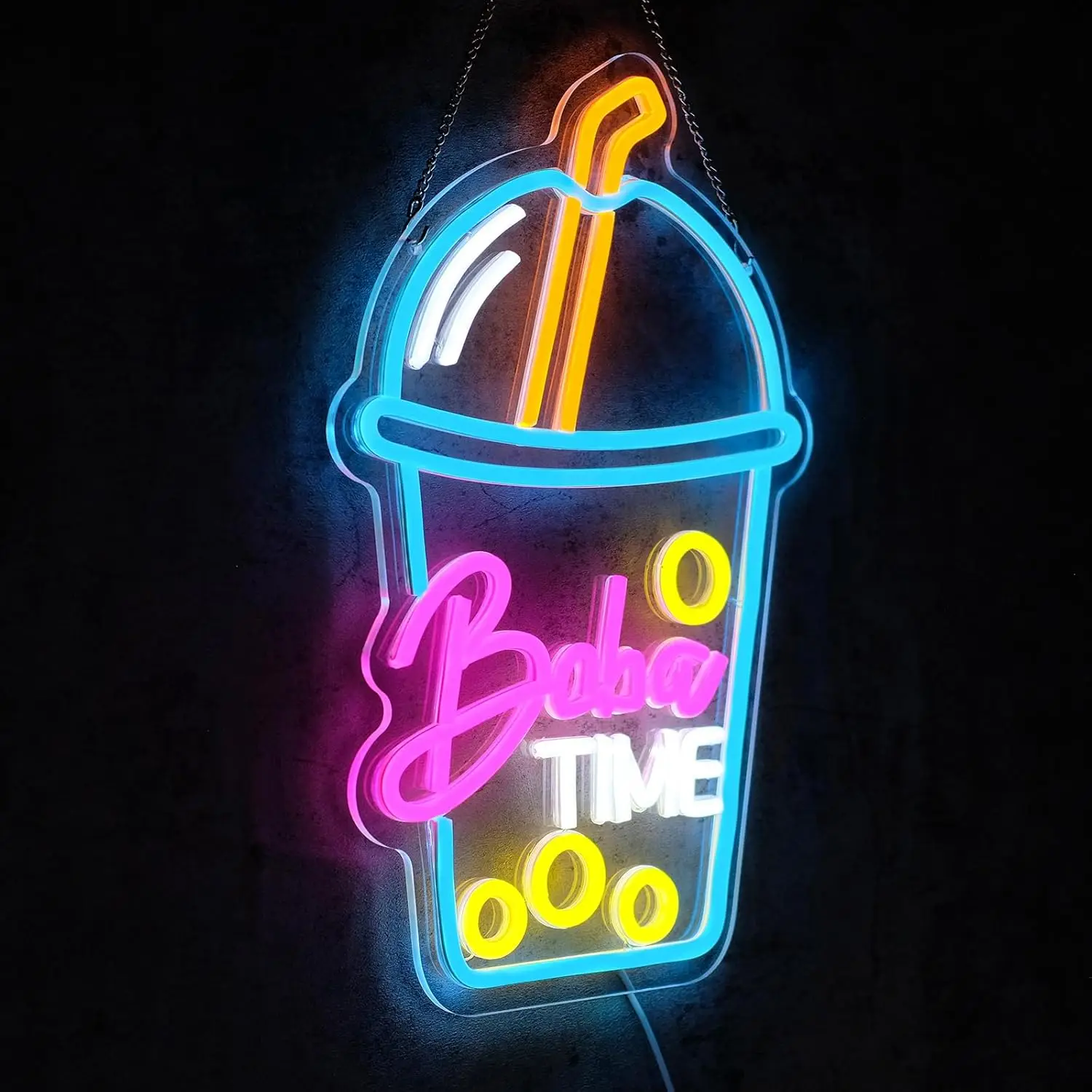 

16.5x11in Boba Time Neon Sign Wall Decor Tea LED Light Bubble Tea Cafe Bar Kitchen Restaurant Coffee Dessert Shop Room Gift Girl