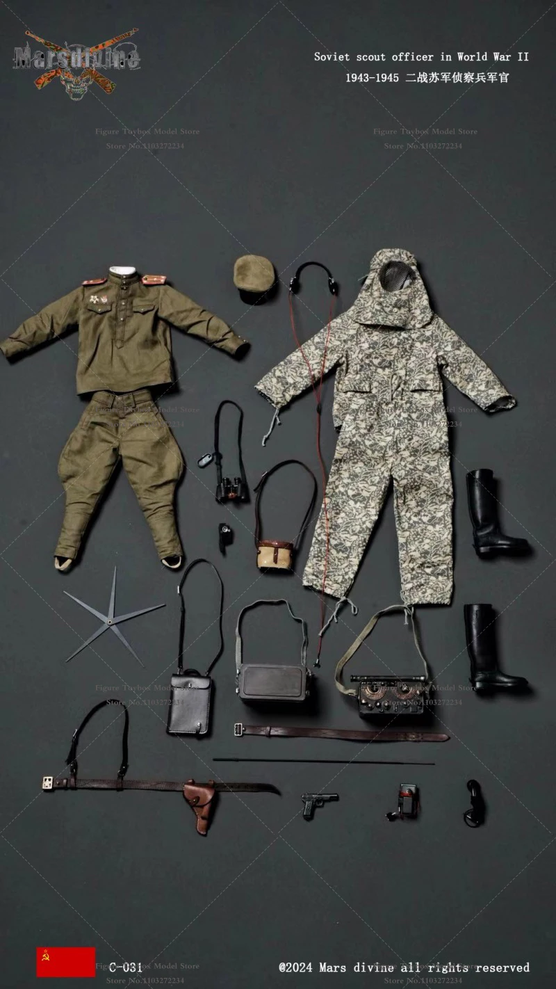 Marsdivine C-031 1/6 WWII Scout soviétique Camouflage vêtements sac à bandoulière étui équipement ensemble accessoire pour 12 "Figurine masculine Bod