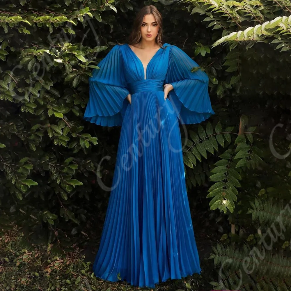 Chiffon Pleated Mother Of the Bride Dresses Elegant A Line Party Dress Long Sleeves Woman For Weddings Vestido De Noche Custom