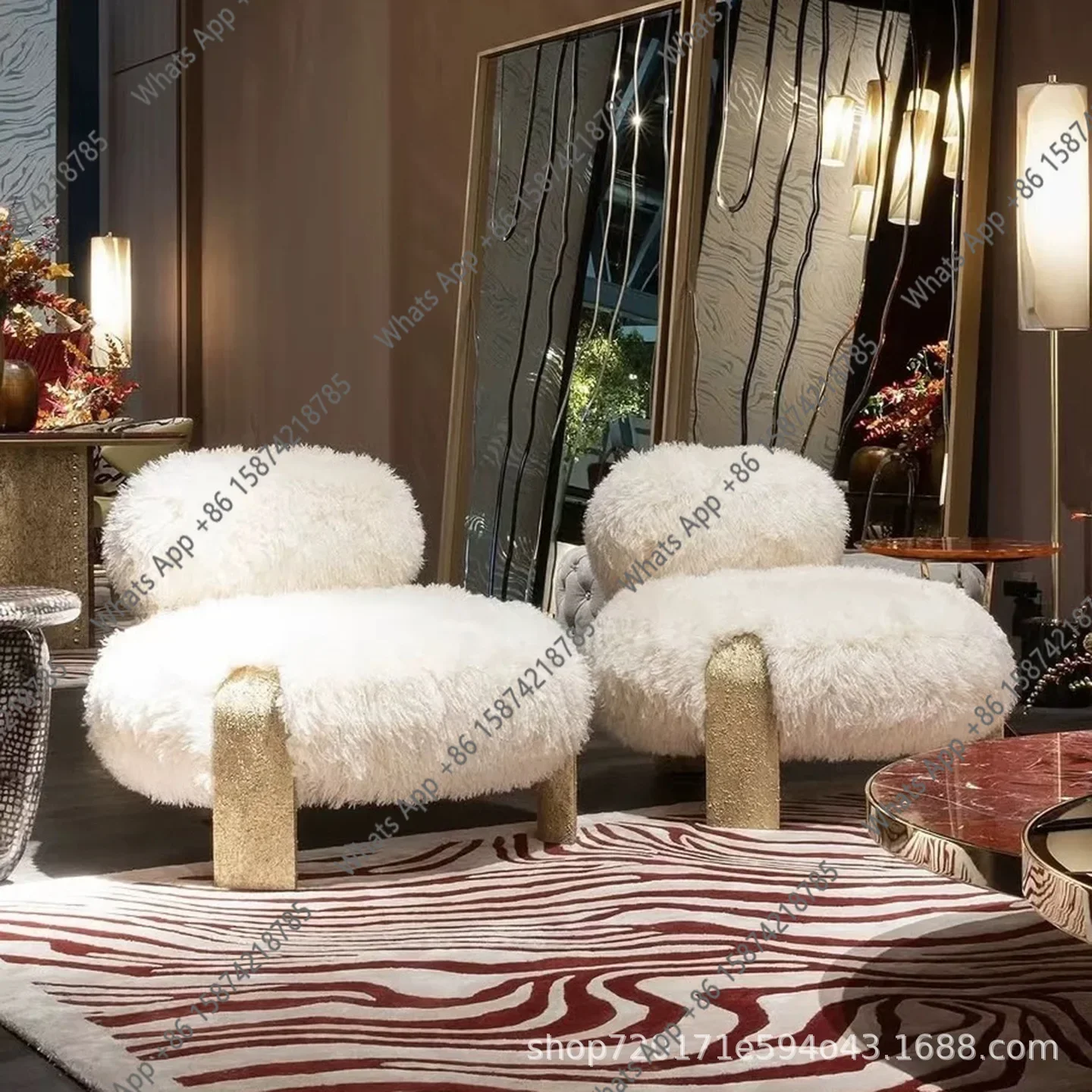 N64 Italian light luxury single sofa high-end sense household creative arc designer rotatable negotiation chair