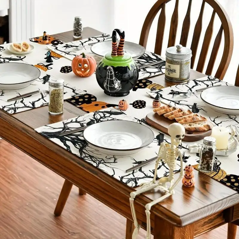 Halloween Crow Table Placemats Accessory For Enhancing Festival Mood At Meals Suitable Household Festival Party Table Plate Mat