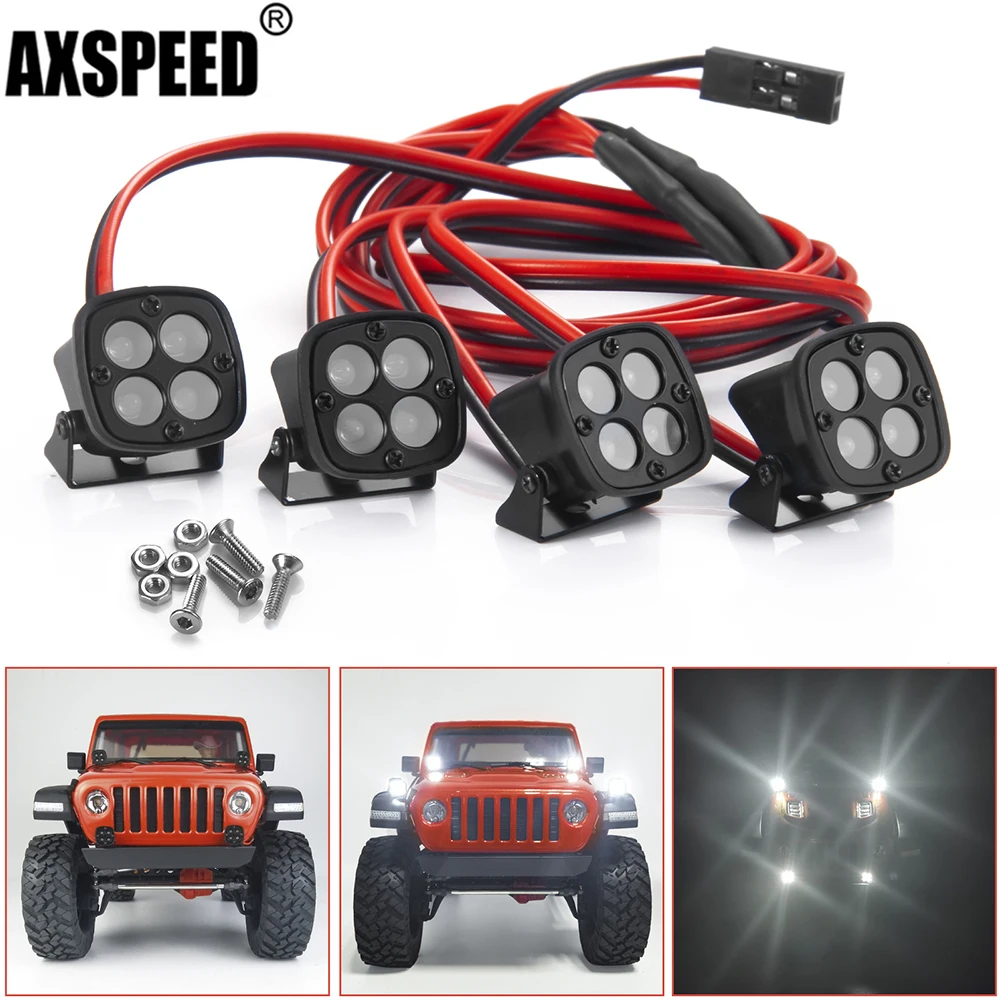 

AXSPEED 3 Style Front LED Light Headlight Spotlight for 1/10 RC Crawler Car Axial SCX10 90046 TRX4 TRX6 Redcat Gen8 Parts