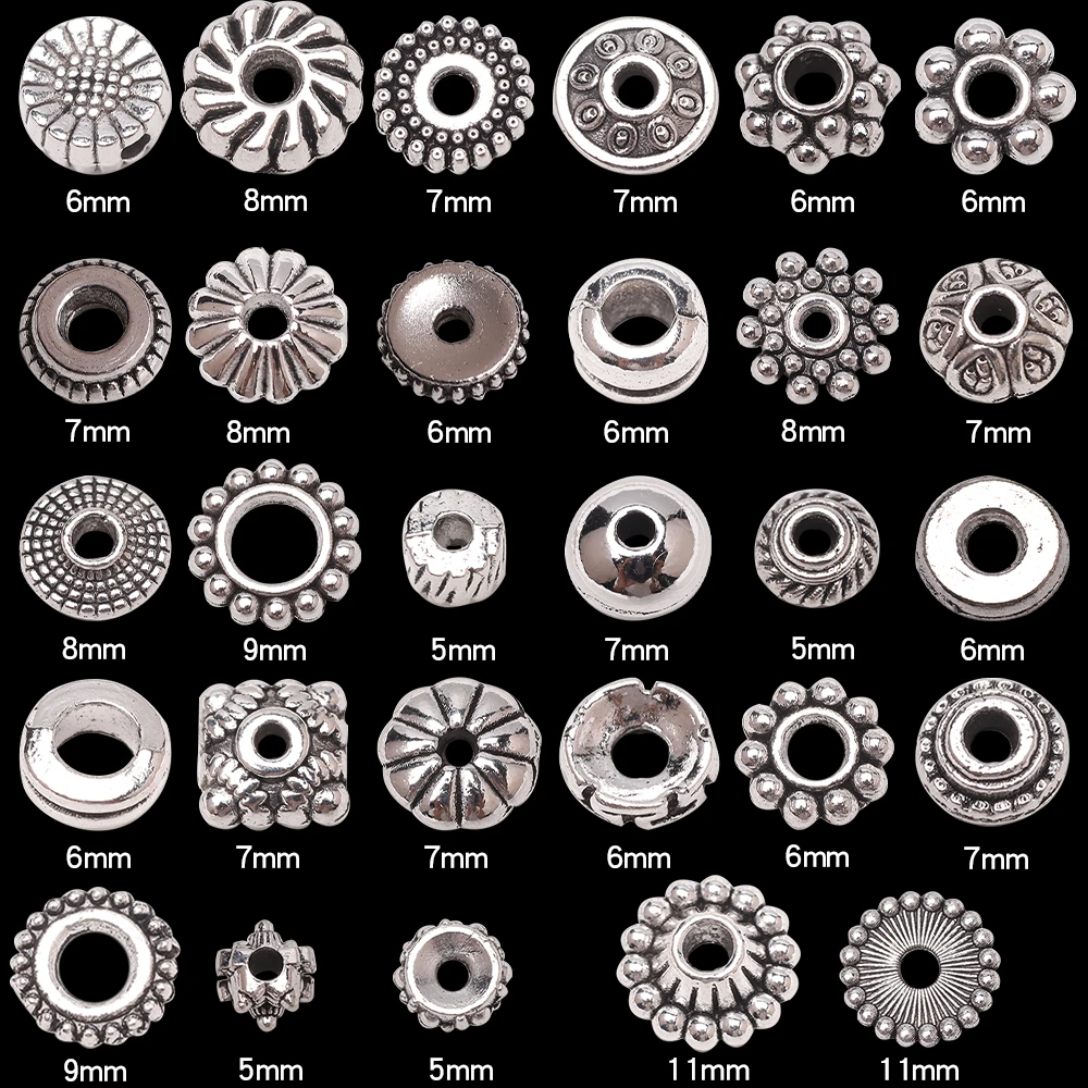 50Pcs Round Metal Spacer Loose Beads, DIY Jewelry Making Charms for Bracelets Handmade Clothing Ornament & Sewing Accessories