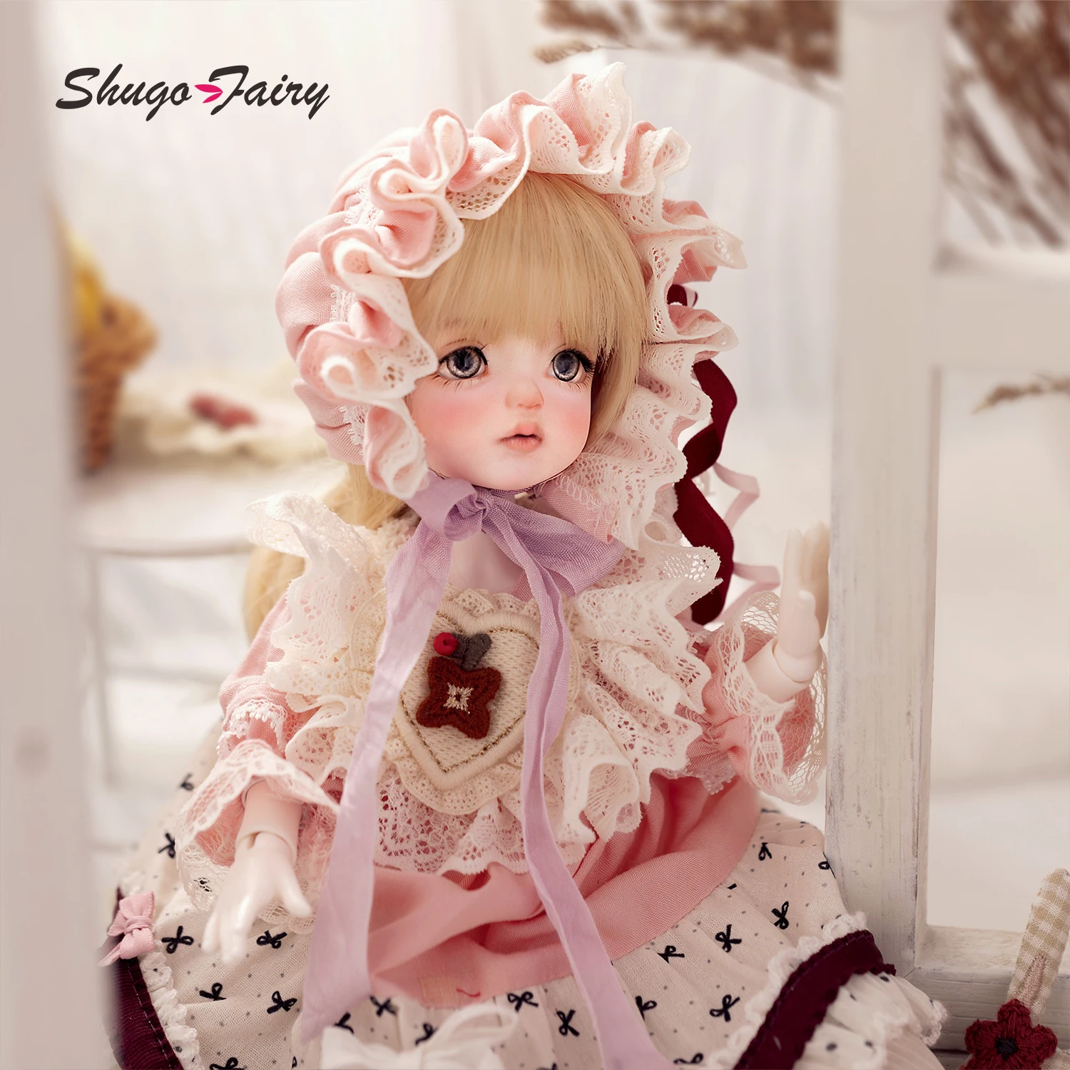 Bjd Doll 1/6 Thea Fullset Kawaii Antique Doll Anime Toy Baby Face Sculpt Pink Clothes Lolita Outfit ShugaFairy Resin Figure