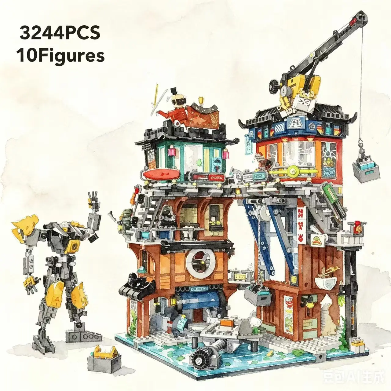 New 3244Pcs 62937 City Workshops Model Building Block Street View Architecture Brick DIY Toys for Gifts