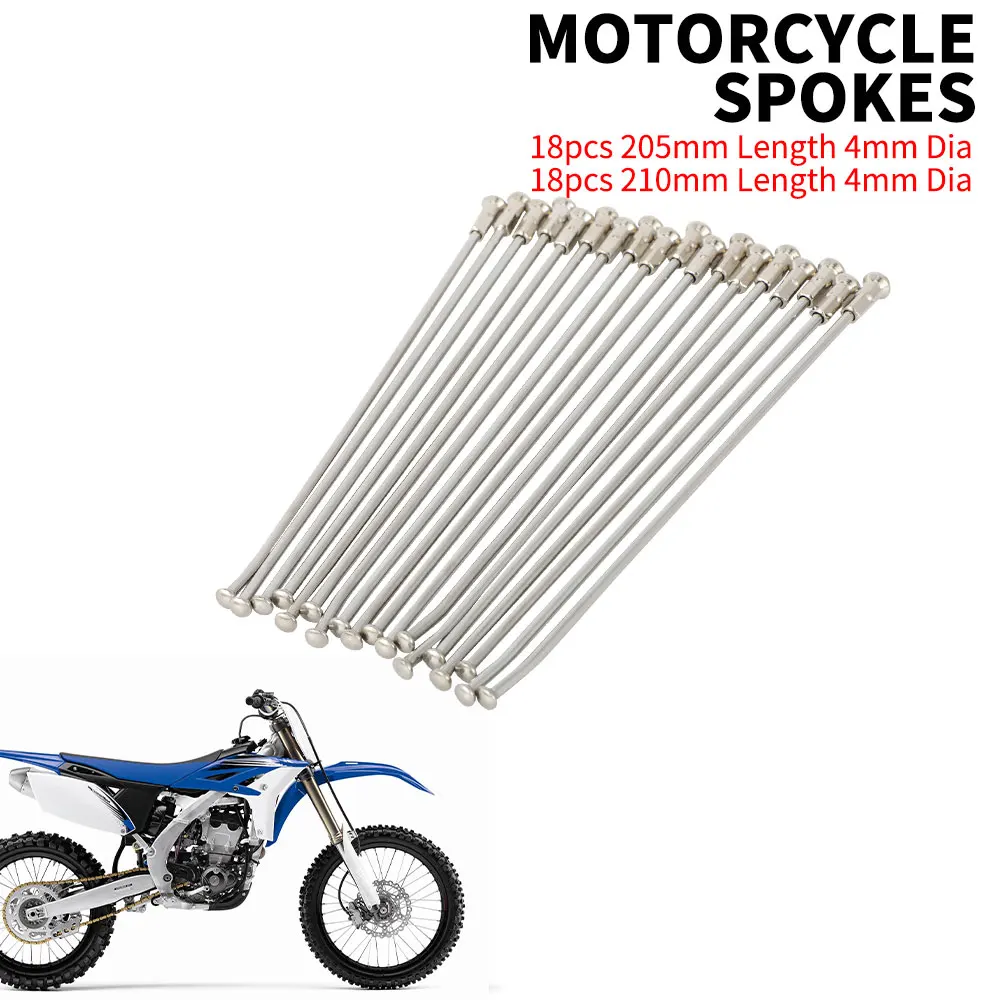 Motocicleta 36 Uds 205mm 210mm longitud 4mm diámetro rueda radios de acero pezones piezas de moto para YAMAHA YZ125 250 250F 450F WR250F 450F
