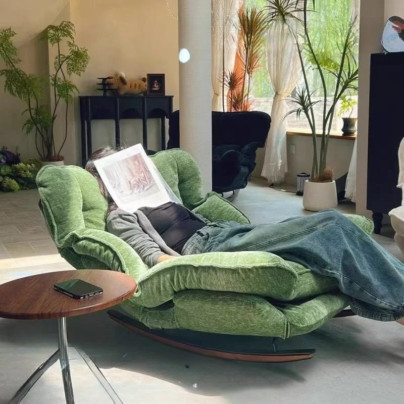 Double Folding Rocking Recliner Medieval Balcony Bedroom New Lazy Sofa Can Sit And Sleep Three-purpose Rocking Chair