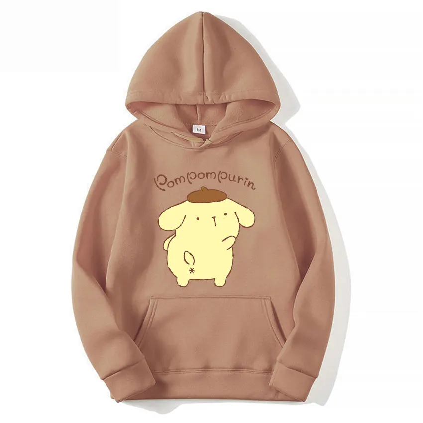 Pompom Purin Cartoon Anime Women Pullover Tops Spring Autumn Men Hoodie 2024 Fashion Brown Sports Couple Sweatshirt Clothes