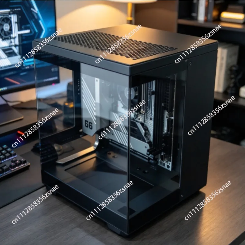 FY-01 ITX Computer Case Full Side Tempered Glass Mini Sea View Desktop PC Case Quick Release Panel