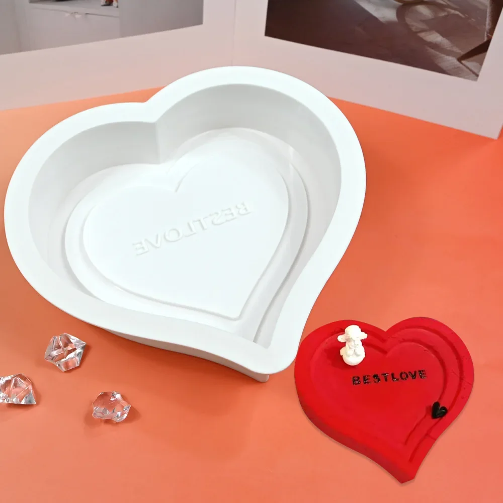 

Diamond Heart Silicone Cake Mold, 3D Non-Sticky Mousse Dessert Baking Pan Trays for Baking Chocolate Valentine’s Day Cake Pastry