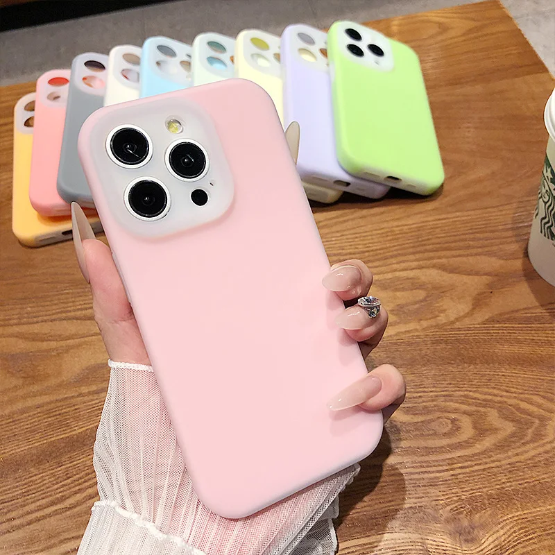 Original Neon Jelly Liquid Silicone Case for IPhone 16 14 13 12 11 15 Pro Max Plus Camera Lens Protection Shockproof Cover Capa