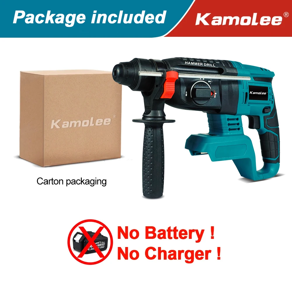 Kamolee 2000W 10600IPM Brushless Cordless Rotary Hammer Drill Rechargeable Electric Hammer Impact Drill image 3