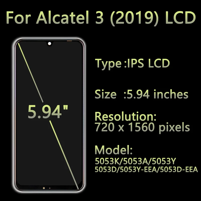 5053Y Mobile Phone Lcds For Alcatel 3 (2019) Display Digitizer Assembly For Alcatel 3 (2019) 5053k Screen Replacement