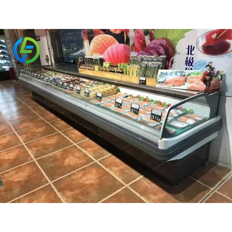Customized Counter Food Refrigerated Showcase Freezer CE Air Cooler Ice-free Fish Showcase Food Hanger and Cold Price 80mm