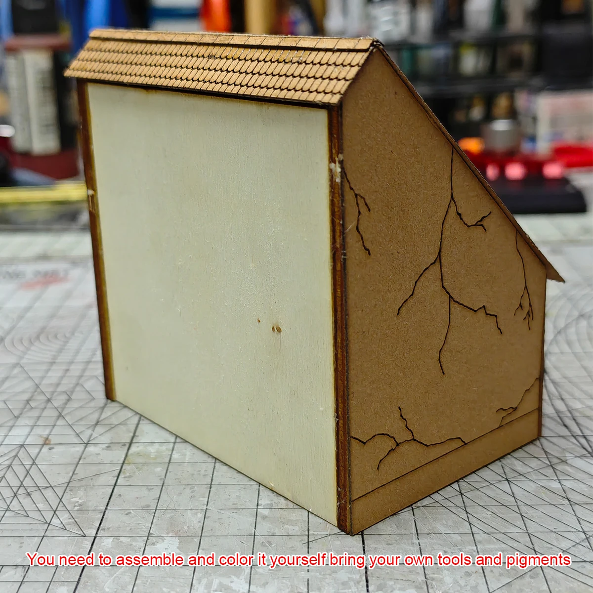 Architekturmodell-Bausatz Miniatur-Sandtisch Ländliches Holzhaus Blockhaus Straßenlandschaft Diorama Maßstabsmodell-Set 1/72 – Detail 2
