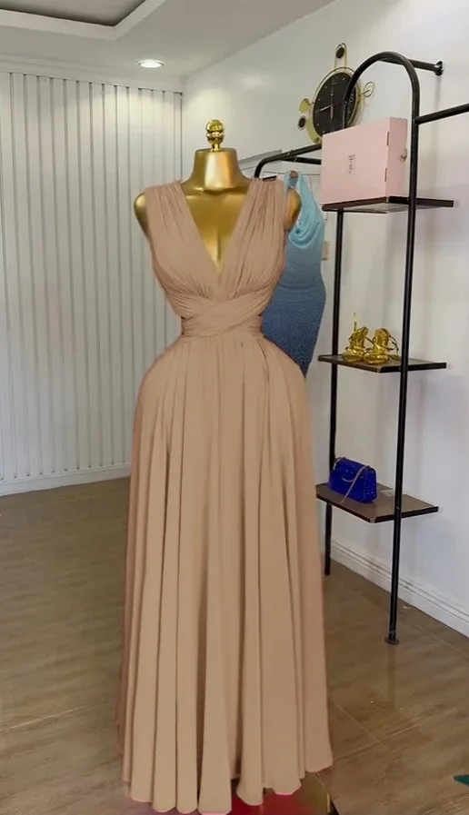 Vestido largo para mujer, Vestidos de playa con cuello en V, ropa de calle Y2k, elegante empalme para fiesta, trabajo nocturno, sin mangas, cintura alta, corte ajustado