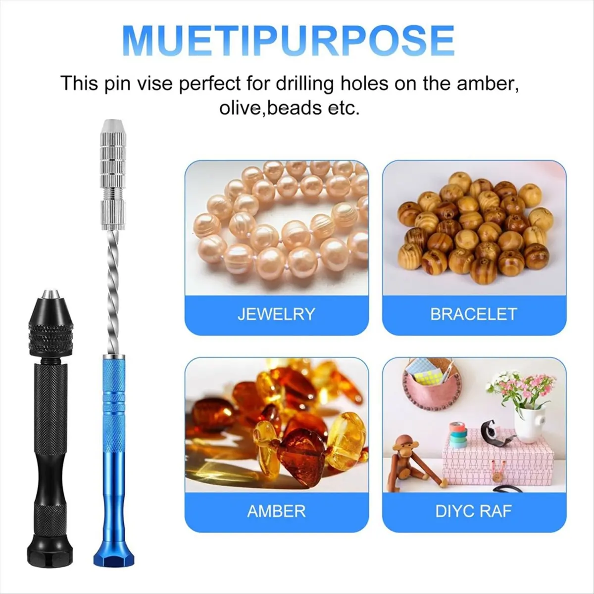 27PC Pin Vise Hand Drill Set, Semi-Automatic Spiral Rotary Tool, 25 Micro-Type Twist Drill Bits 0.5-3mm, Aluminum Alloy, for