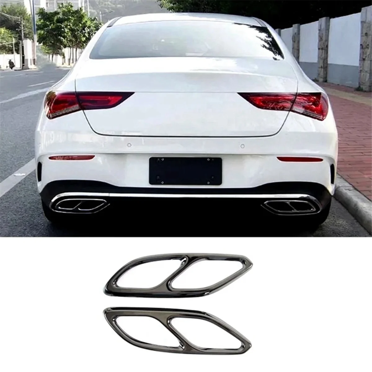 Exhaust Pipe Tail Cover Trim Tail Troat Decorative Frame for Benz CLA-Class C118 W118 CLA180 200 220 250 260 2020-2023 B