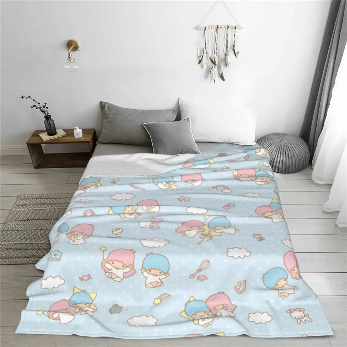 Kawaii Cartoon Little Twin Stars accessori coperta Warm Sanrio Merch coperte e getta regali incredibili