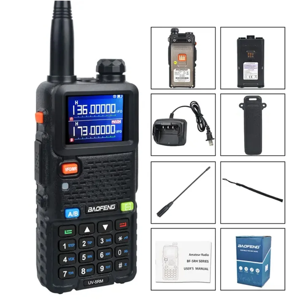 Baofeng Walkie Talkie UV-5RM, Walkie Talkie tanpa kabel, frekuensi Tri Daya tipe-c NOAA jarak jauh upgrade UV5R Radio dua arah