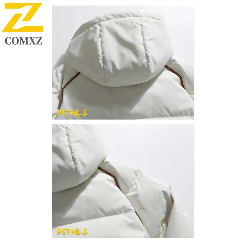 COMXZ Classic Down Jacket Men New Premium Hooded Outdoor Travel Thickened Warm Down Coat Street Lightweight Autumn Winter Coat