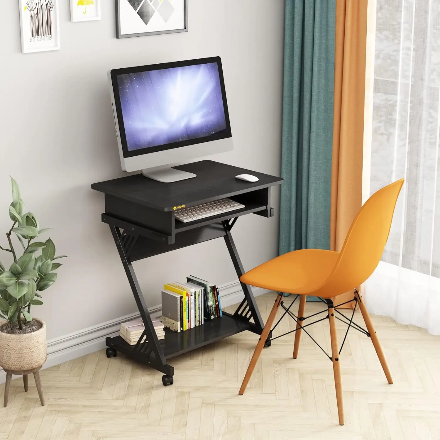 Home Office 2 Tier Computer Desk with Keyboard Tray Study Table - Small Spaces - 23.6