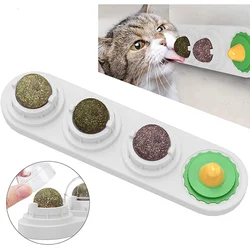 Hierba gatera Natural y saludable para mascotas, Bola de pared comestible para interiores, juguetes para gatos, bocadillos para masticar, golosinas giratorias, suministros de limpieza de dientes para gatitos