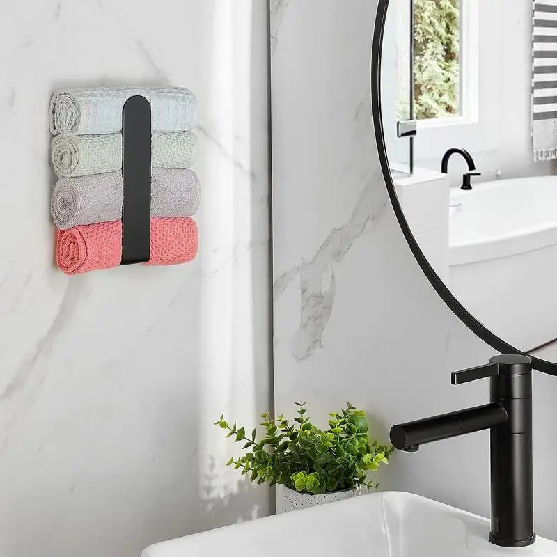 Hand Towel Rack Self Adhesive Towel Hanging Rod Towel Holder Bar Stick On Wall Acrylic Towel Ring Kitchen Bathroom Accessories