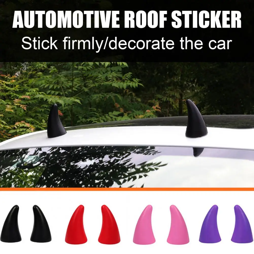 Vehicle Collision Accessory 3d Devil Horn Car Sticker Set for Front Rear Bumpers Automotive Roof Decoration Anti for Halloween