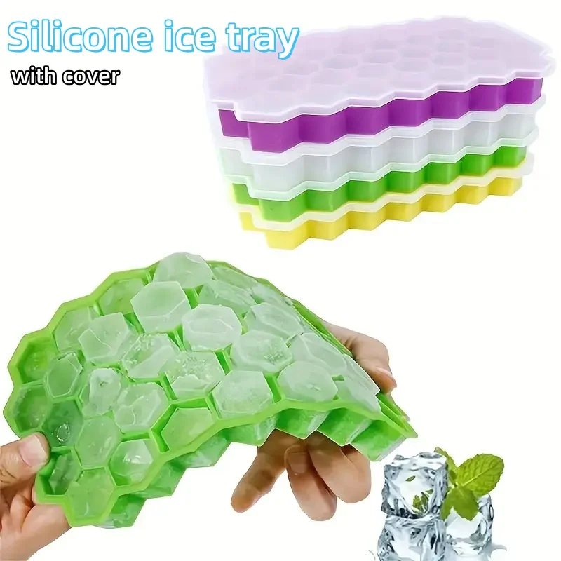 Food Grade Honeycomb Silicone Ice Tray Easy Release Ice Cube Film Reusable Freezer Mould Household Kitchen Drink Frozen Making