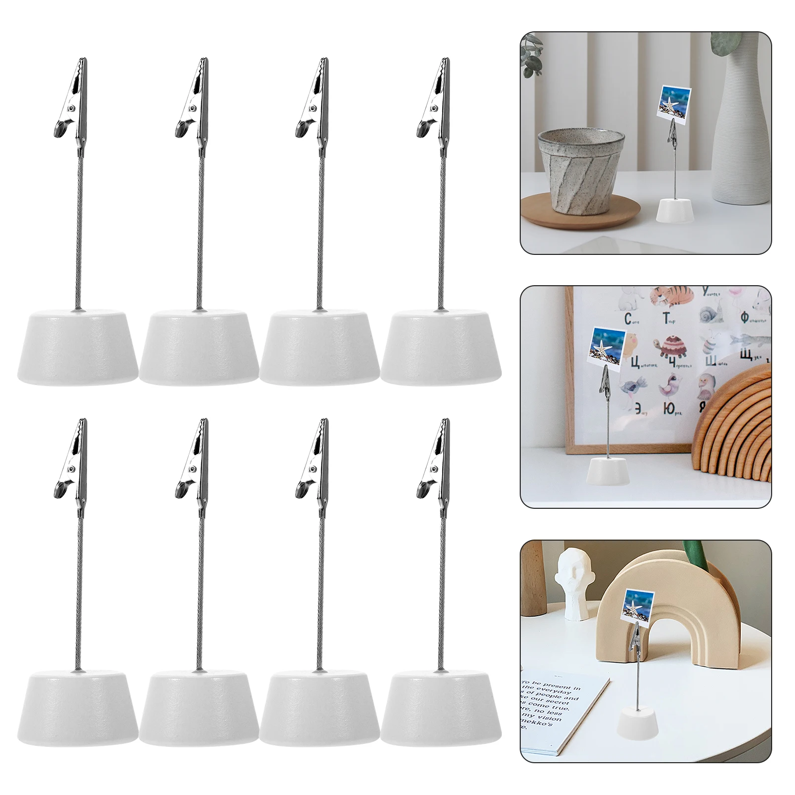 

10 Pcs Business Card Holder for Desk Photo Folder Clip Stand Vintage Desktop Memo Party Picture White Holders Office