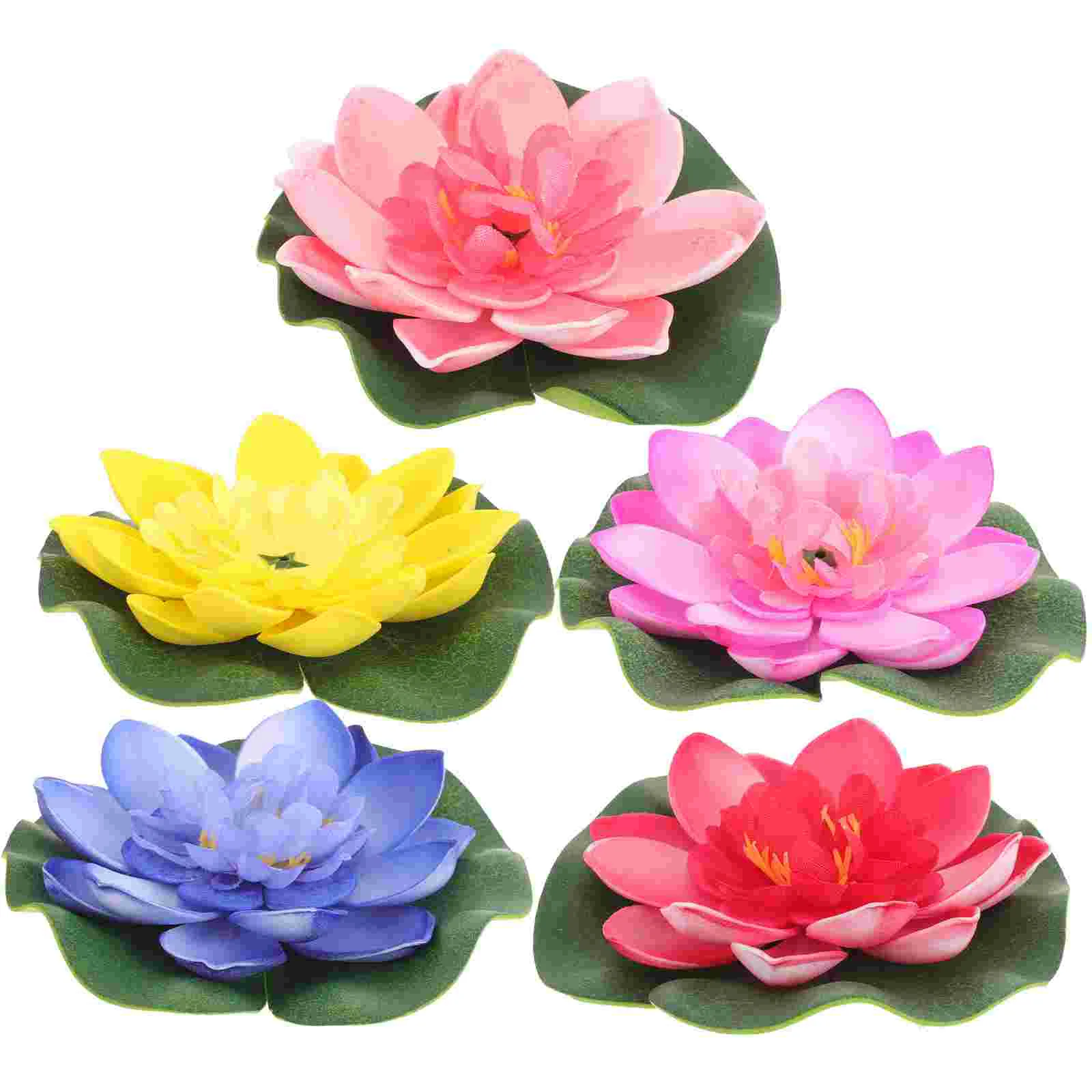 5pcs Premium EVA Artificial Lotus Pond Flowers Realistic Simulation Plant Easy Care Water Lily Decorations for Pond